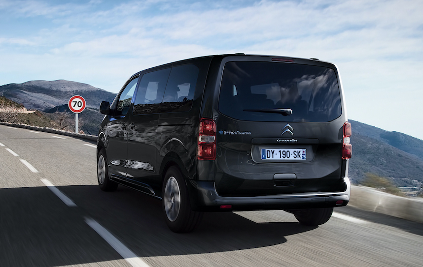 Citroen -Spacetourer rear action shot, black car, French registration